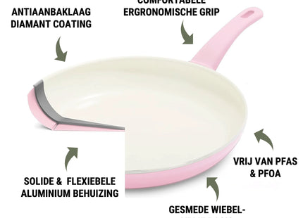 COOCK – 19-teiliges Pfannenset – Rosa/Weiß