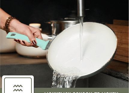 COOCK – 19-teiliges Pfannenset – Türkis/Weiß