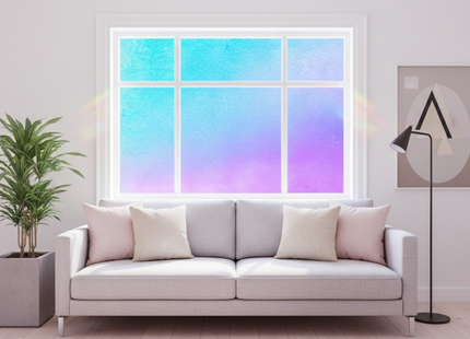 Isolierende und sonnenbeständige statische Fensterfolie HR++ mit Blendschutz – Mattglas mit holografischem Blaseneffekt 