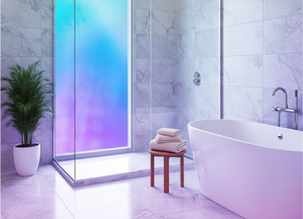 Isolierende und sonnenbeständige statische Fensterfolie HR++ mit Blendschutz – Mattglas mit holografischem Blaseneffekt 