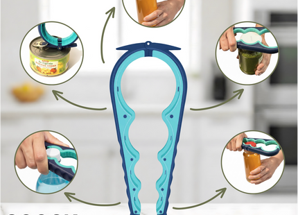 Allzwecköffner – Multifunktionsöffner – 7-in-1-Glasöffner – Küchenhelfer – Flaschenöffner – XL-Hilfe für Senioren – Blau