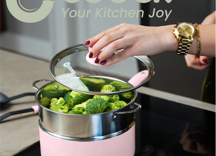 COOCK – 19-teiliges Pfannenset – Rosa/Weiß