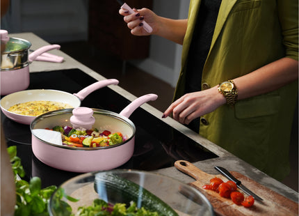COOCK – 19-teiliges Pfannenset – Rosa/Weiß