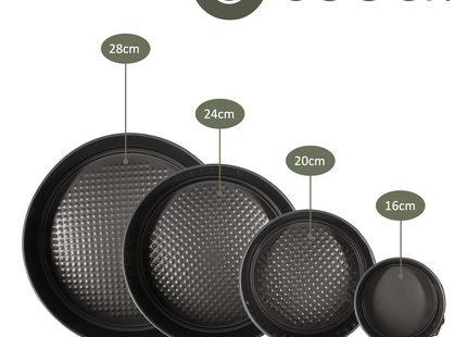 4-teiliges Set runder Springformen – Runde Backform – Kuchenform – Antihaft-Backform – Größen 12 bis 28 cm – inkl. Teigschaber