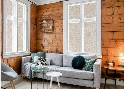 Isolierende und sonnenbeständige statische Fensterfolie HR++ – Blendschutz – Leinenoptik – Kaffee 