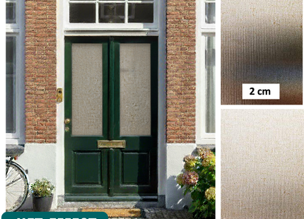 Isolierende und sonnenbeständige statische Fensterfolie HR++ – Blendschutz – Leinenoptik – Kaffee 