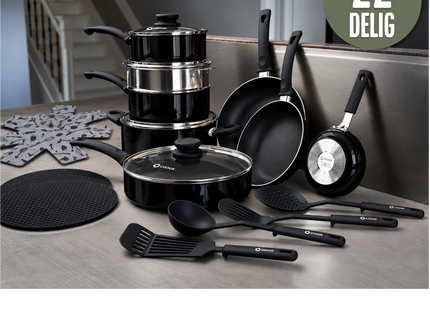 COOCK – 19-teiliges Pfannenset – Schwarz