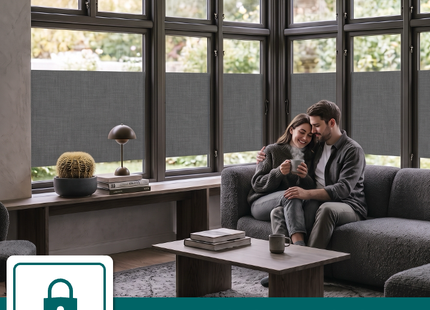 Insulating & Sun-resistant Static Window Film HR++ - Anti-glare - Linen look - Gray 