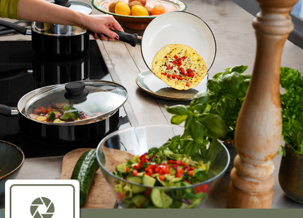 COOCK – 19-teiliges Pfannenset – Schwarz/Weiß