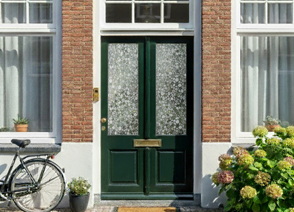 Isolierende und sonnenbeständige statische Fensterfolie HR++ - Blendschutz - Kieselstruktur 