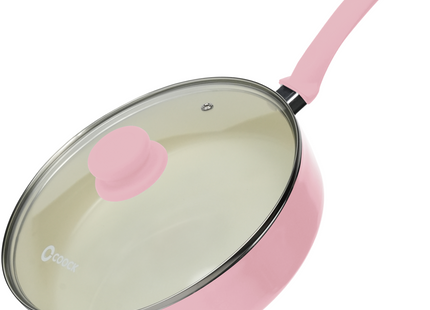 Induktionsgeeigneter Topf – 3100 ml – Spezielle Antihaftbeschichtung – Ergonomische Griffe – Recyceltes Aluminium – Rosa 