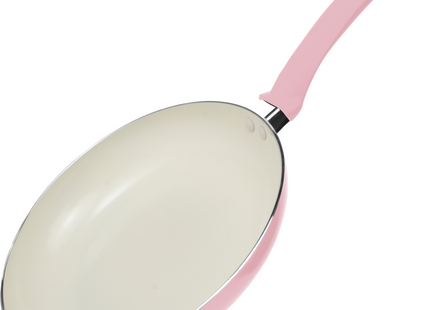 Induktionsbratpfanne – 1500 ml – Spezielle Antihaftbeschichtung – Bratpfannen mit ergonomischen, kalten Griffen – Recyceltes Aluminium – Rosa 