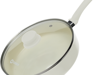 Induktionsgeeigneter Topf – 3100 ml – Spezielle Antihaftbeschichtung – Ergonomische Griffe – Recyceltes Aluminium – Weiß 