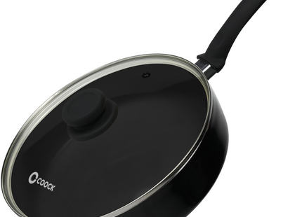 Induktionsgeeigneter Topf – 3100 ml – Spezielle Antihaftbeschichtung – Ergonomische Griffe – Recyceltes Aluminium – Schwarz 