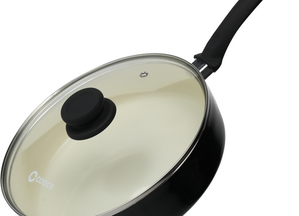 Induktionsgeeigneter Topf – 3100 ml – Spezielle Antihaftbeschichtung – Ergonomische Griffe – Recyceltes Aluminium – Schwarz/Weiß 
