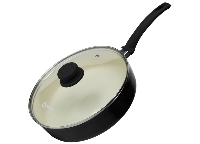 Induktionsgeeigneter Topf – 3100 ml – Spezielle Antihaftbeschichtung – Ergonomische Griffe – Recyceltes Aluminium – Schwarz/Weiß 