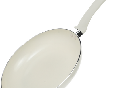 Induktionsbratpfanne – 1500 ml – Spezielle Antihaftbeschichtung – Bratpfannen mit ergonomischen, kalten Griffen – Recyceltes Aluminium – Weiß 