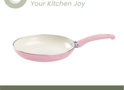 Induktionsbratpfanne – 1500 ml – Spezielle Antihaftbeschichtung – Bratpfannen mit ergonomischen, kalten Griffen – Recyceltes Aluminium – Rosa 
