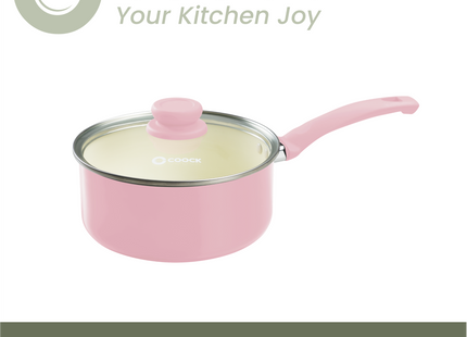 Induktionsgeeigneter Topf mit Deckel – 2500 ml – Spezielle Antihaftbeschichtung – Topf mit ergonomischen Kaltgriffen – Recyceltes Aluminium – Rosa 