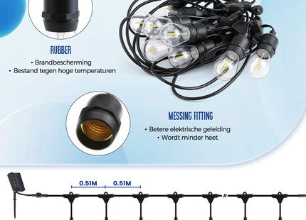 Klassische Lichterkette mit E27-Fassung – 15 Meter 